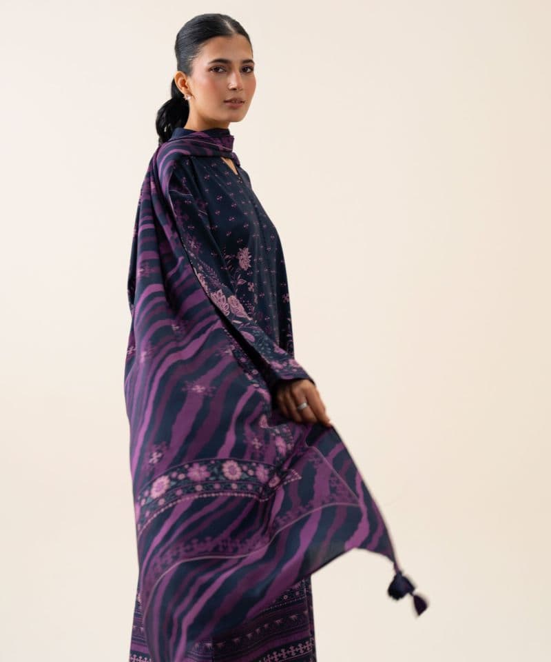 3 Piece - Printed Viscose Linen Suit