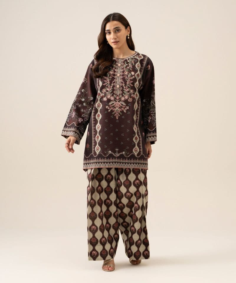 2 Piece - Embroidered Light Khaddar Suit