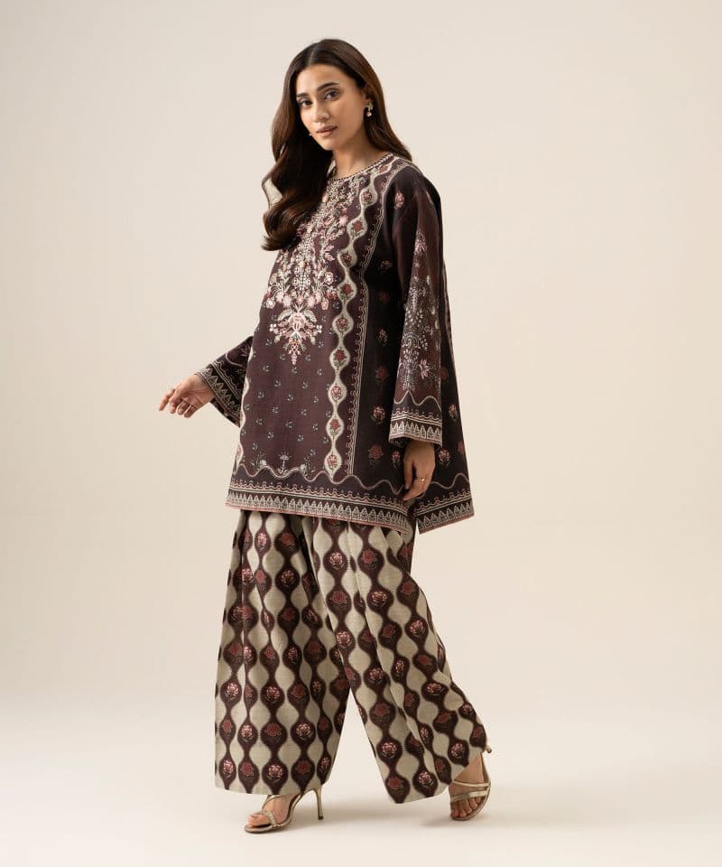2 Piece - Embroidered Light Khaddar Suit