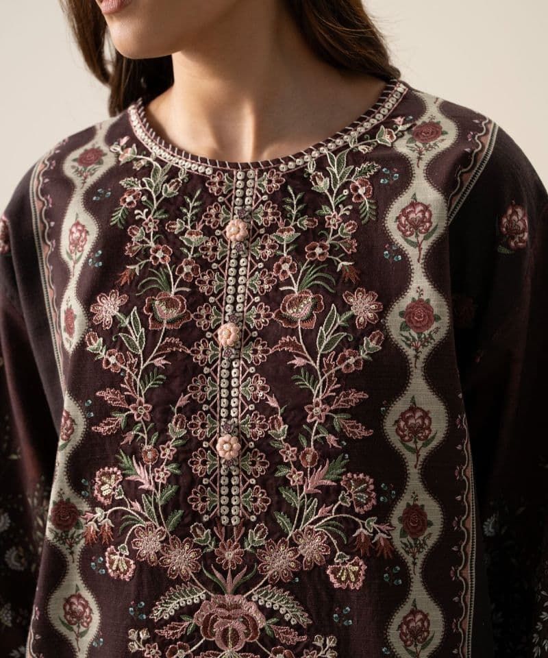 2 Piece - Embroidered Light Khaddar Suit