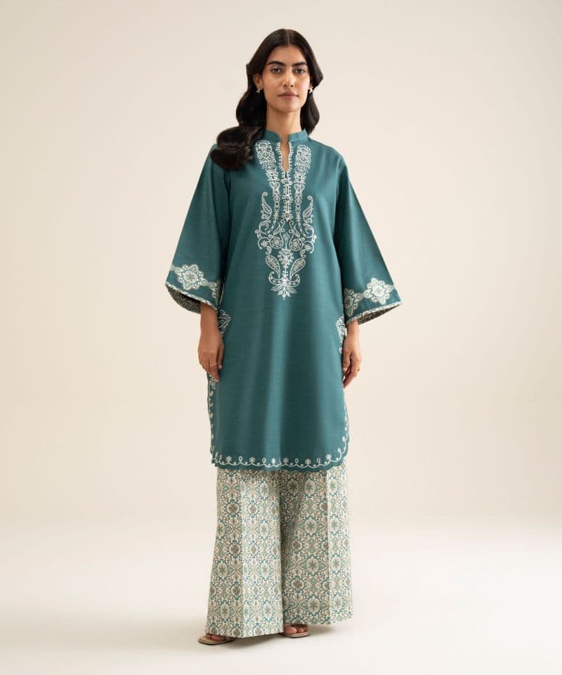 2 Piece - Embroidered Light Khaddar Suit