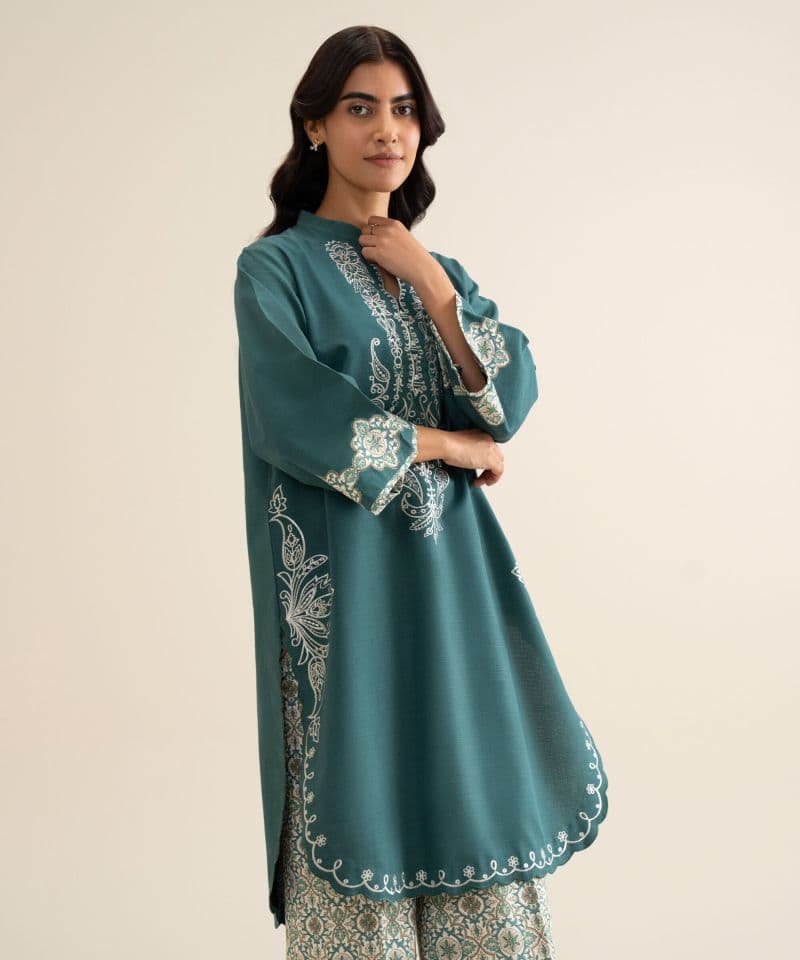2 Piece - Embroidered Light Khaddar Suit