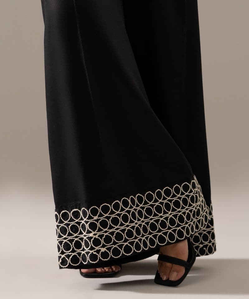 Embroidered Jacquard Flared Pants thumbnail