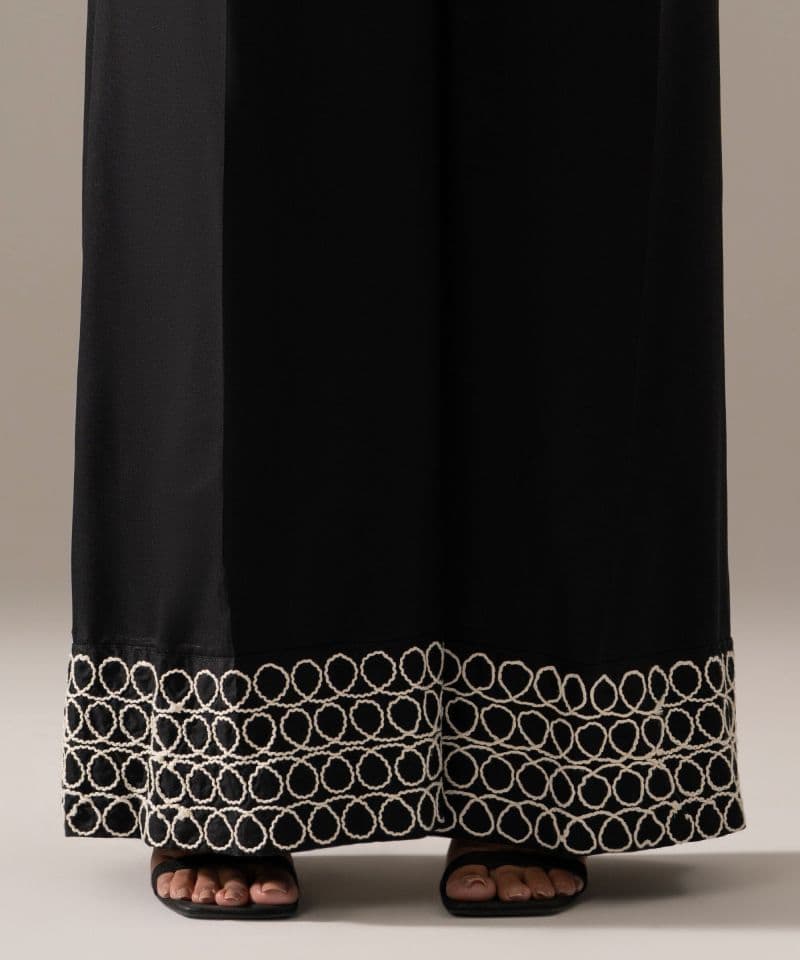 Embroidered Jacquard Flared Pants thumbnail