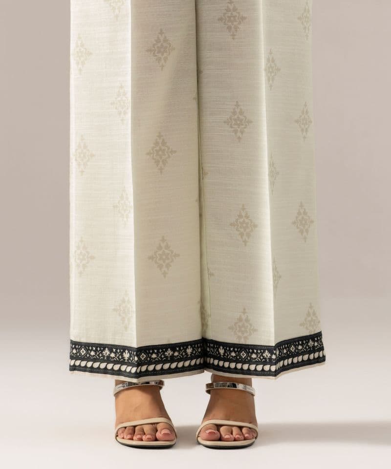 Printed Khaddar Flared Pants thumbnail