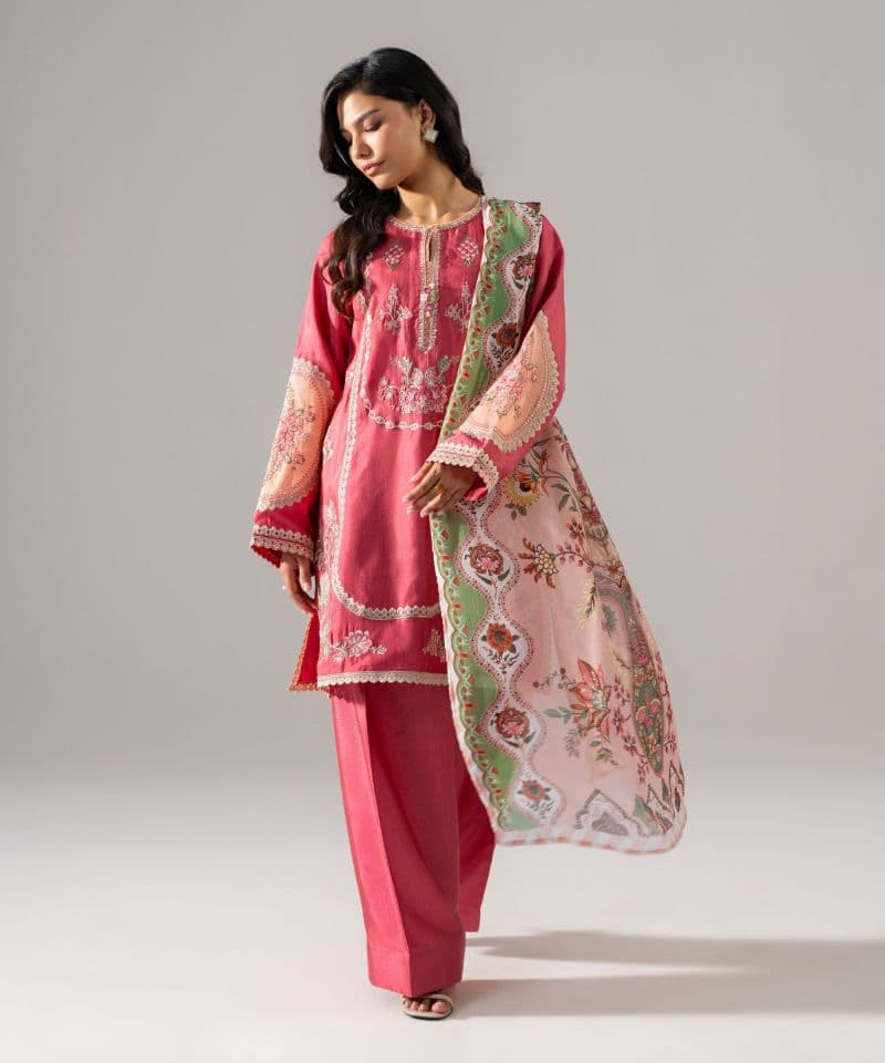 3 Piece - Embroidered Raw Silk Suit thumbnail