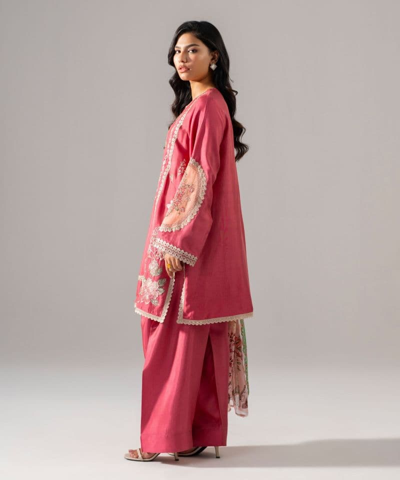 3 Piece - Embroidered Raw Silk Suit thumbnail