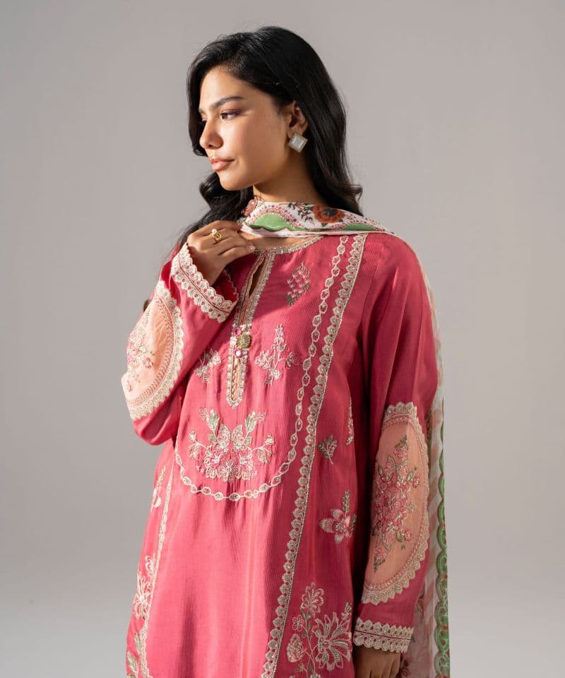 3 Piece - Embroidered Raw Silk Suit thumbnail