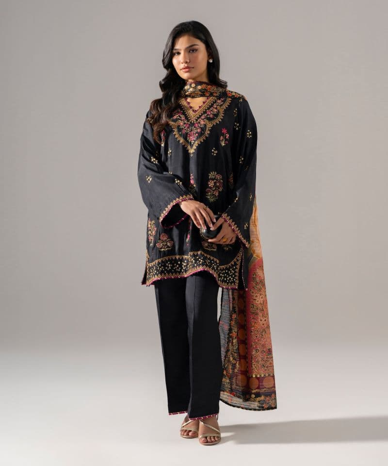 3 Piece - Embroidered Raw Silk Suit thumbnail