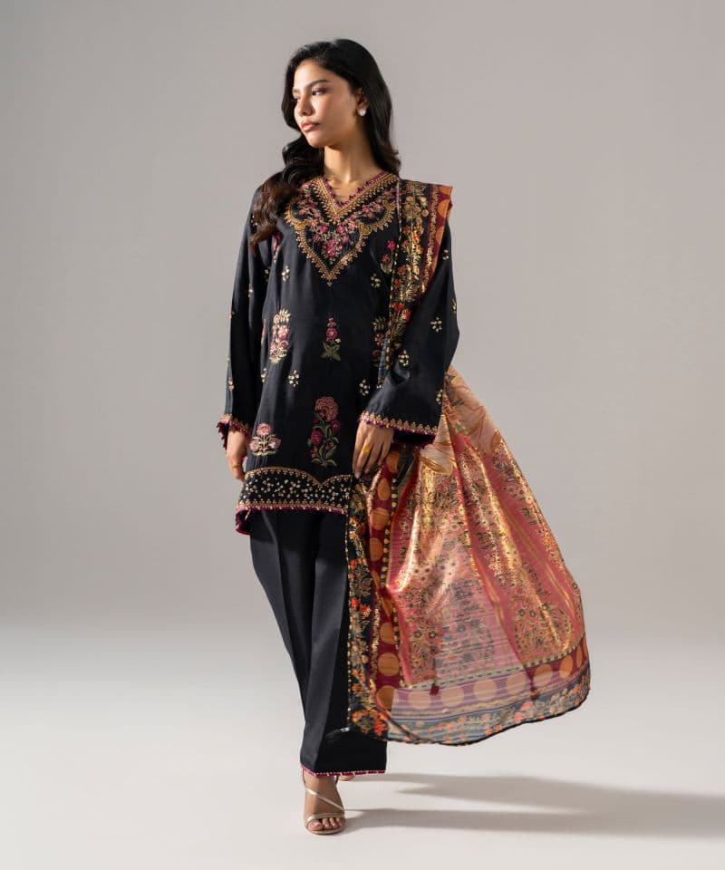 3 Piece - Embroidered Raw Silk Suit thumbnail
