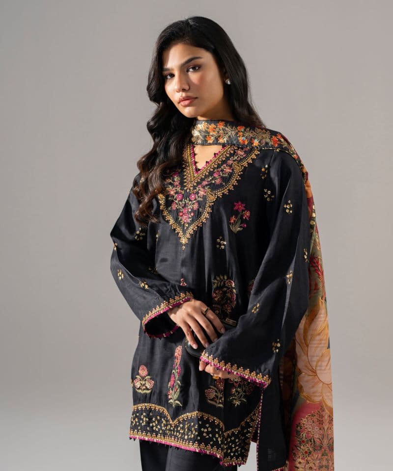 3 Piece - Embroidered Raw Silk Suit thumbnail