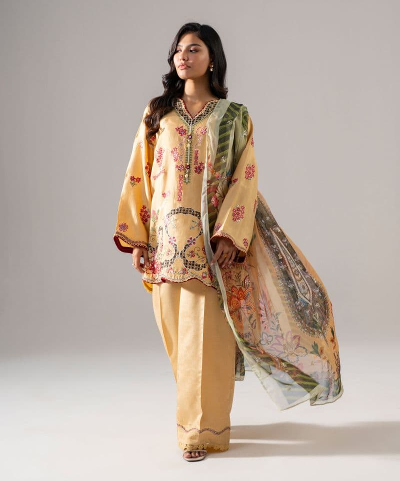 3 Piece - Embroidered Raw Silk Suit thumbnail