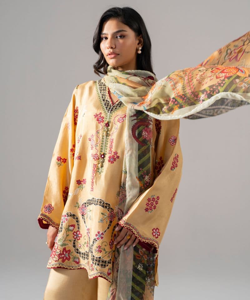 3 Piece - Embroidered Raw Silk Suit thumbnail