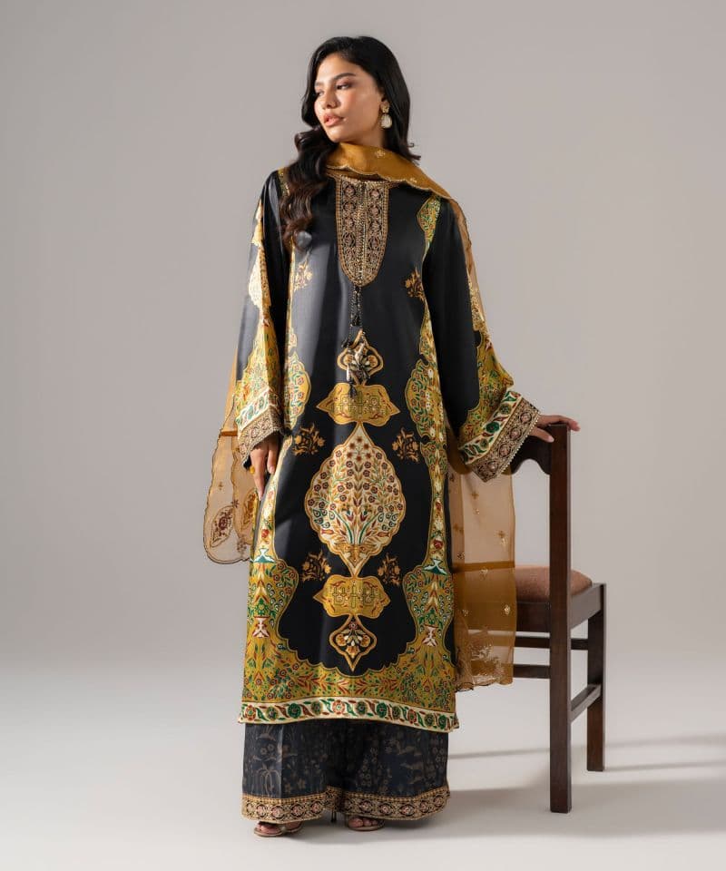 3 Piece - Embroidered Satin Suit thumbnail