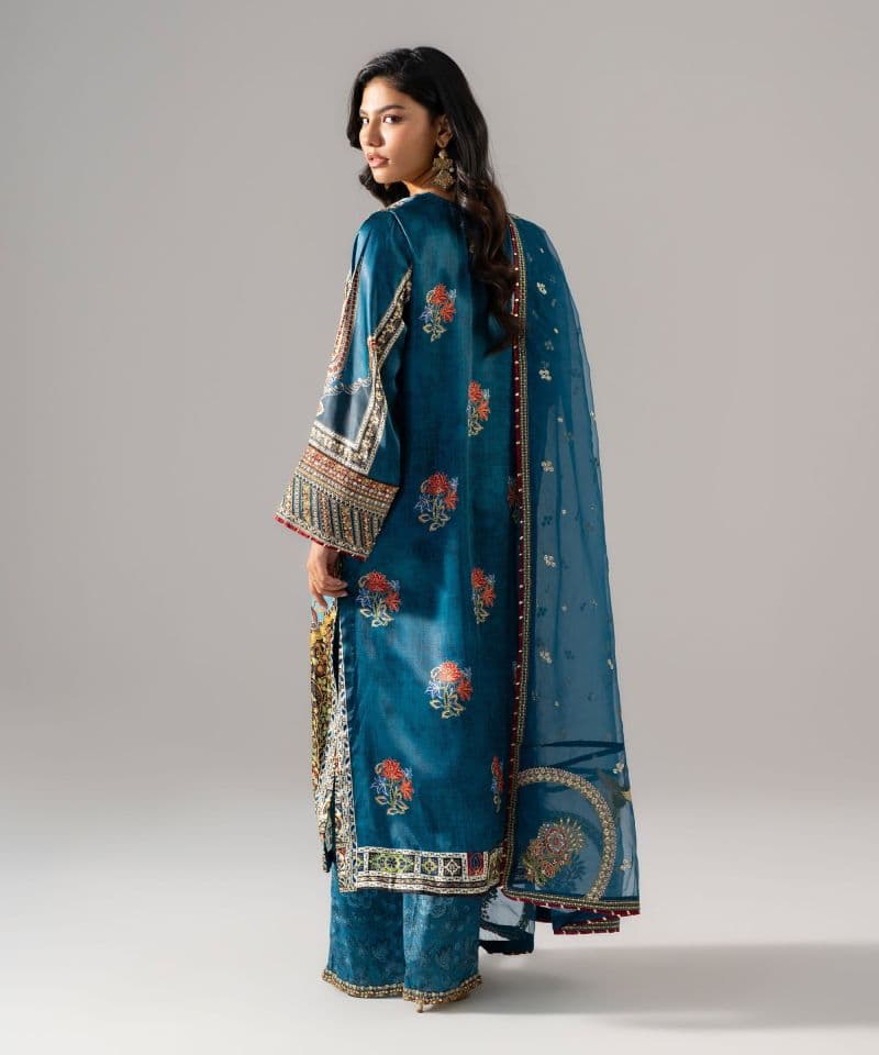 3 Piece - Embroidered Satin Suit