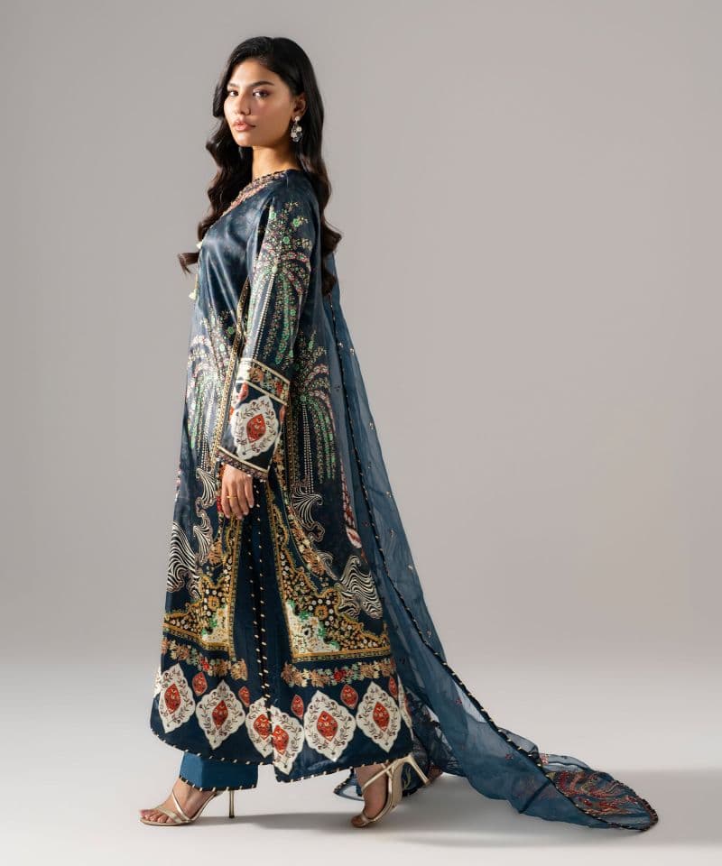 3 Piece - Embroidered Satin Suit