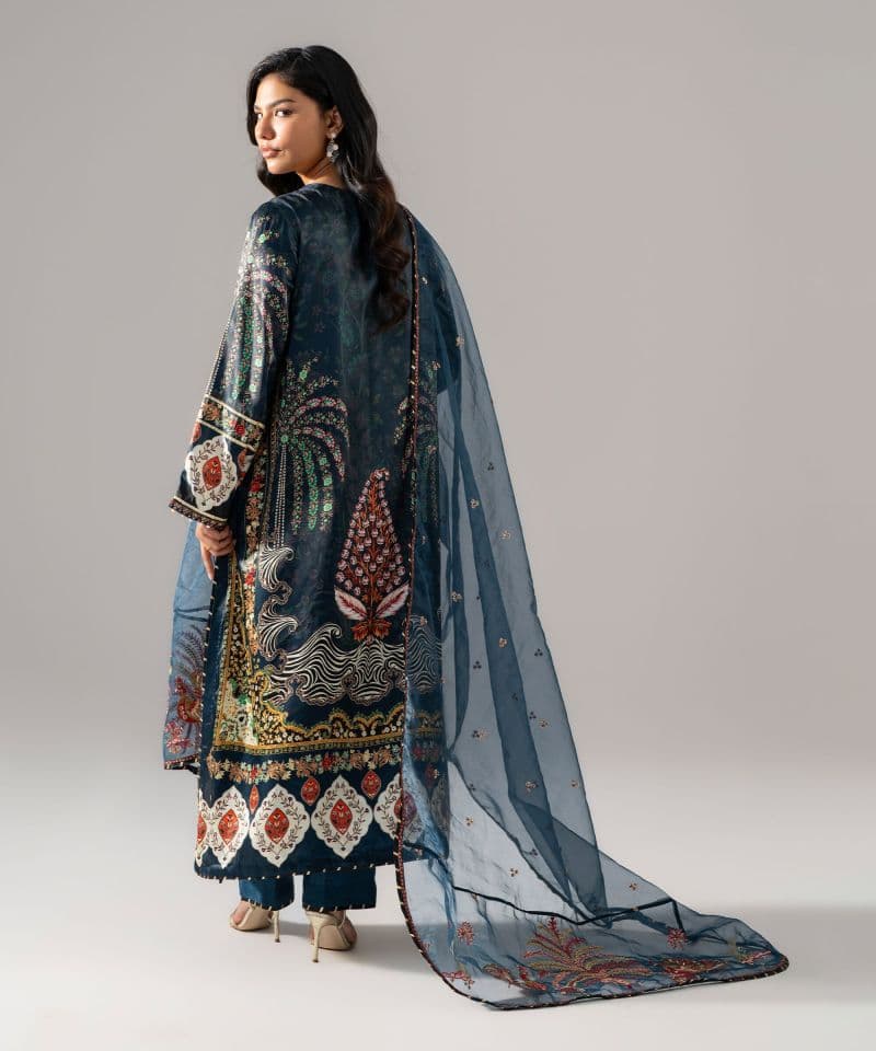 3 Piece - Embroidered Satin Suit