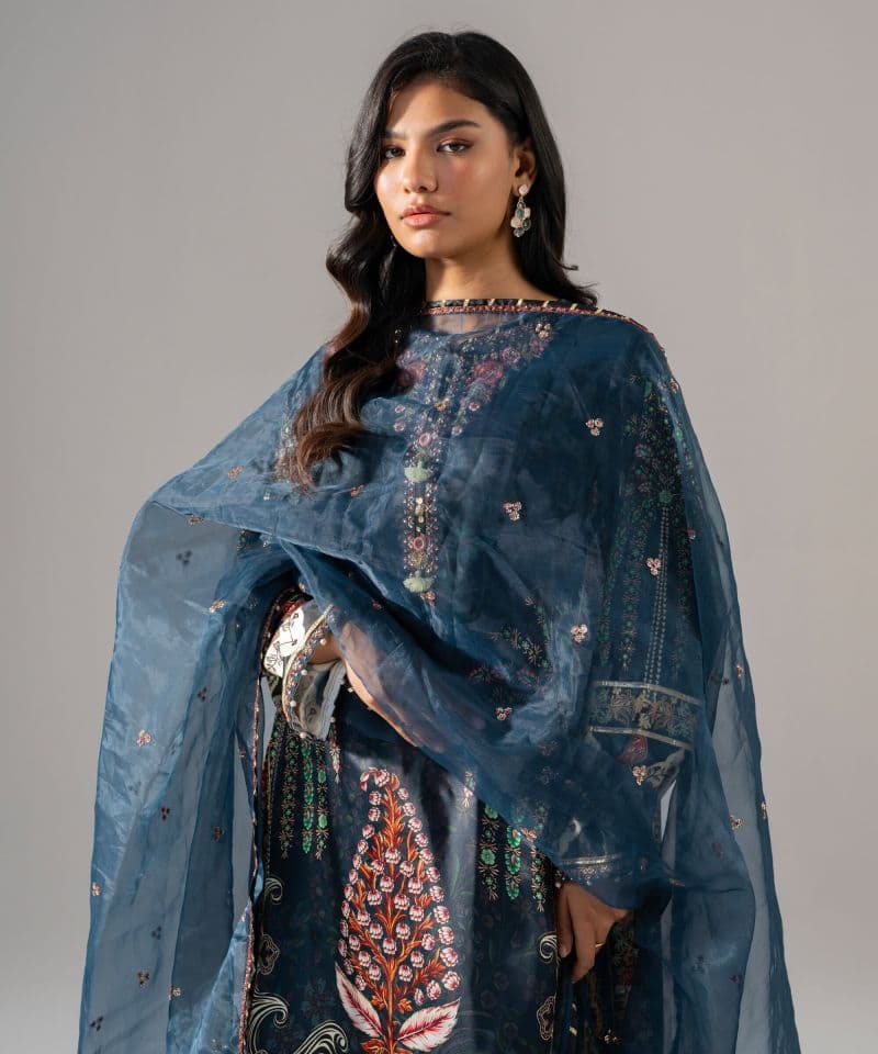 3 Piece - Embroidered Satin Suit