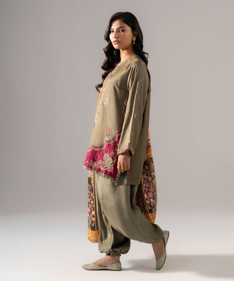3 Piece - Embroidered Raw Silk Suit thumbnail