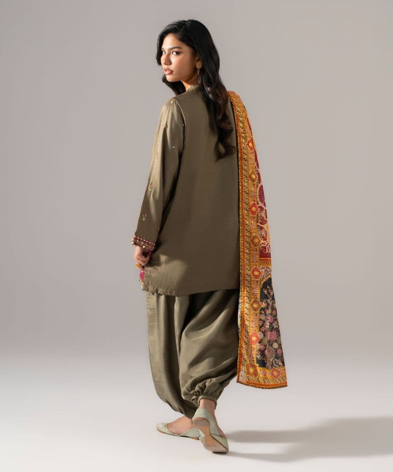 3 Piece - Embroidered Raw Silk Suit thumbnail