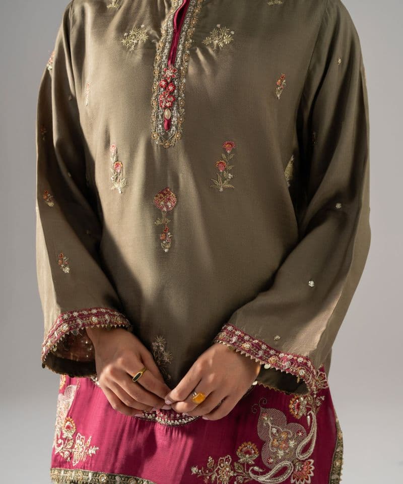 3 Piece - Embroidered Raw Silk Suit thumbnail