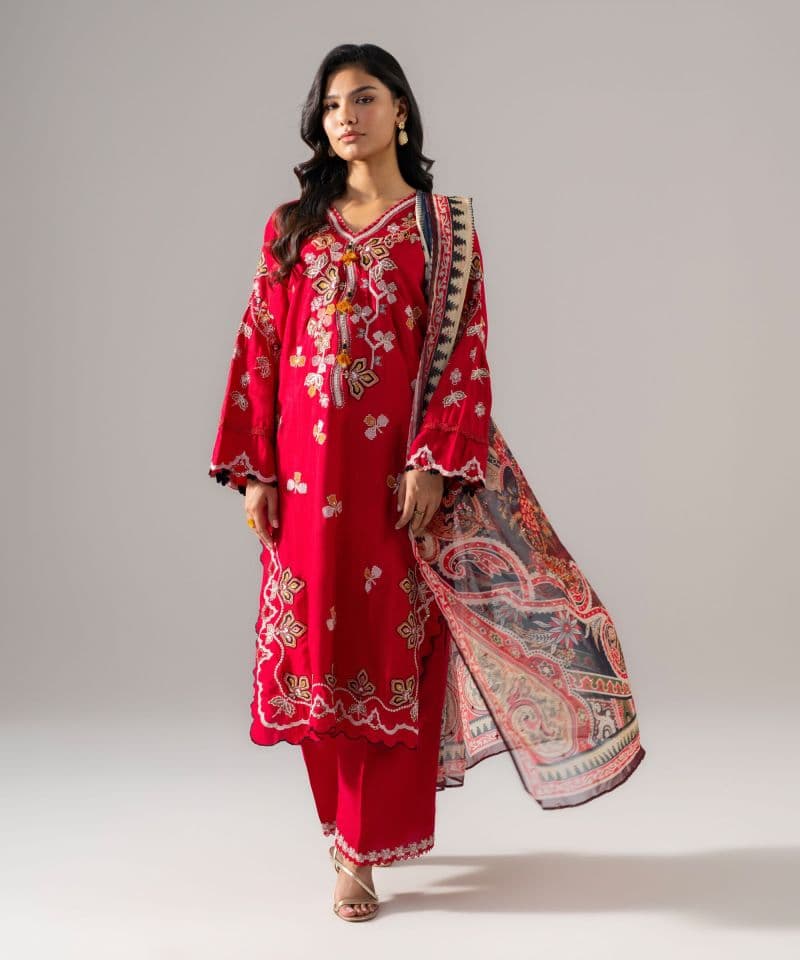 3 Piece - Embroidered Raw Silk Suit thumbnail