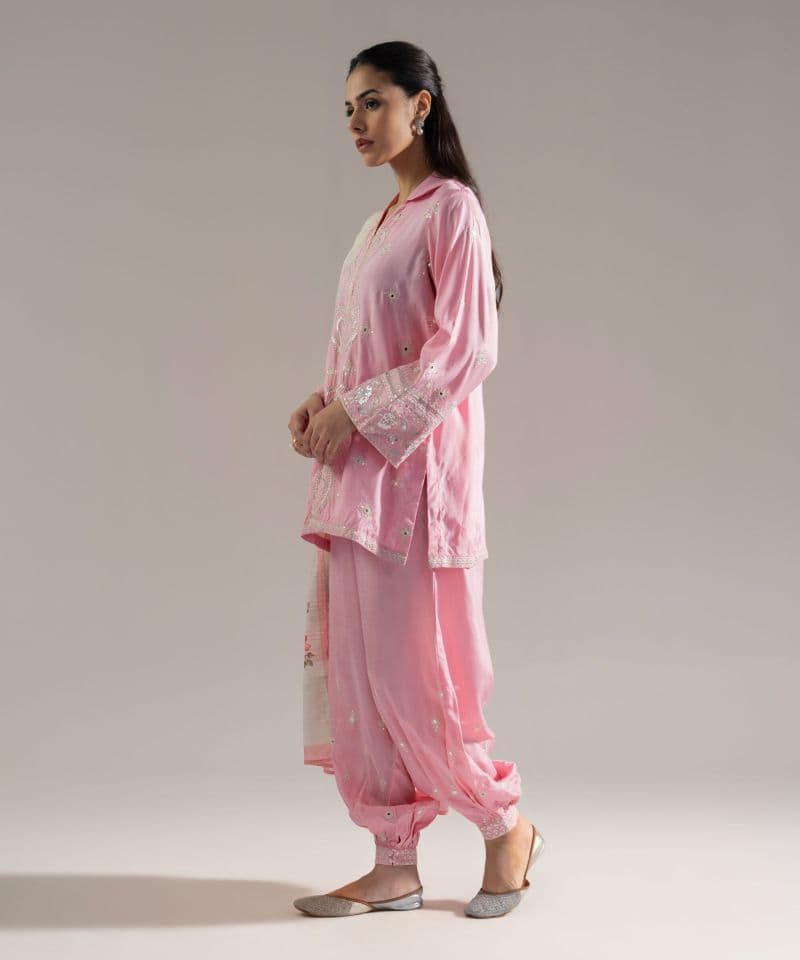 3 Piece - Embroidered Silk Suit