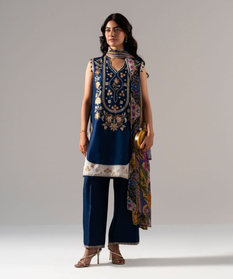 3 Piece - Embroidered Raw Silk Suit thumbnail