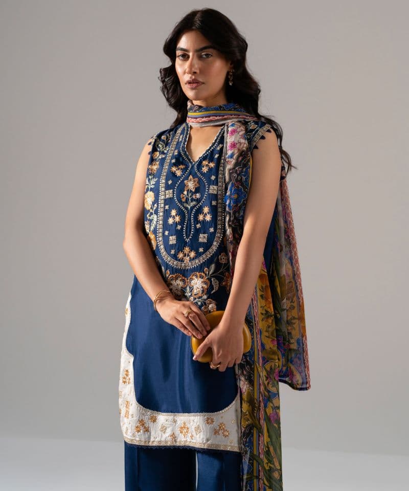 3 Piece - Embroidered Raw Silk Suit thumbnail