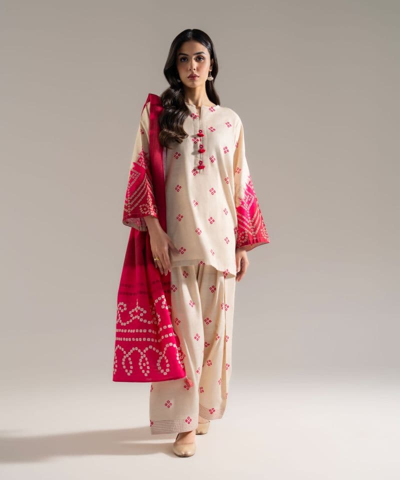 3 Piece - Printed Khaddar Suit