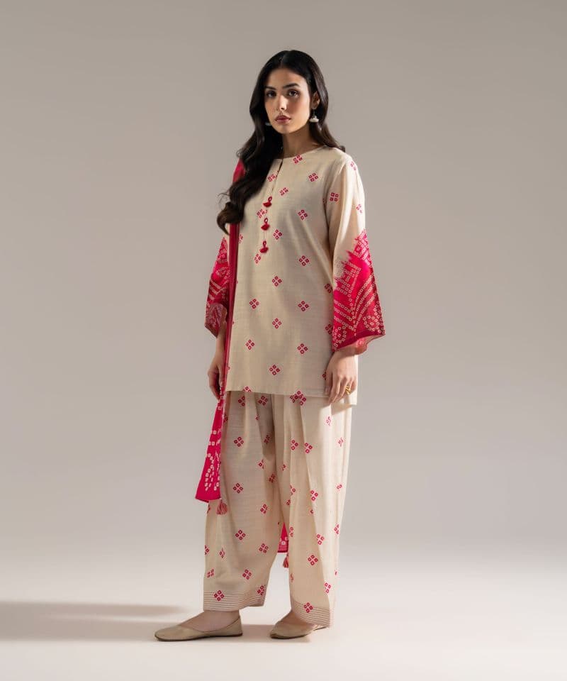 3 Piece - Printed Khaddar Suit