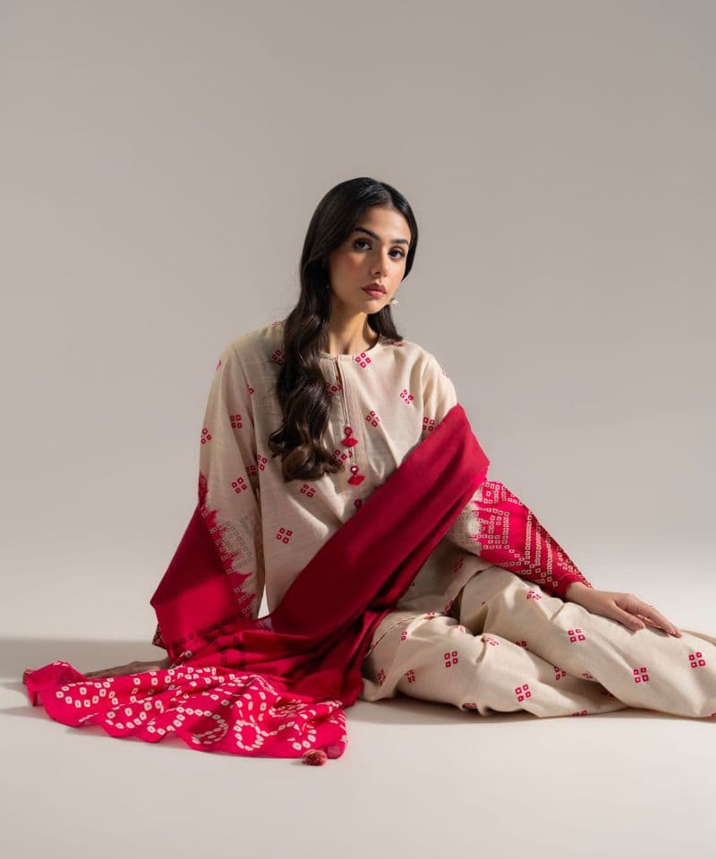 3 Piece - Printed Khaddar Suit