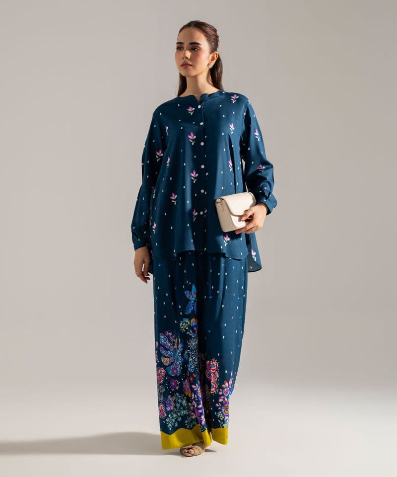 2 Piece - Printed Viscose Linen Set