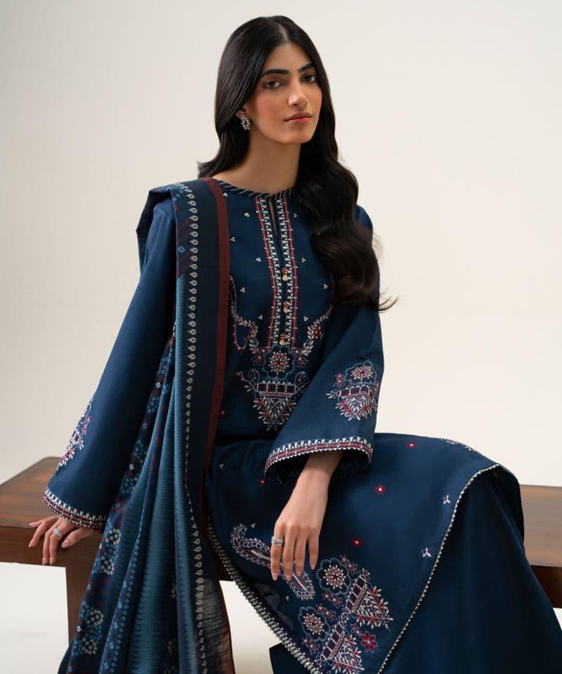 3 PIECE - EMBROIDERED LIGHT KHADDAR SUIT thumbnail