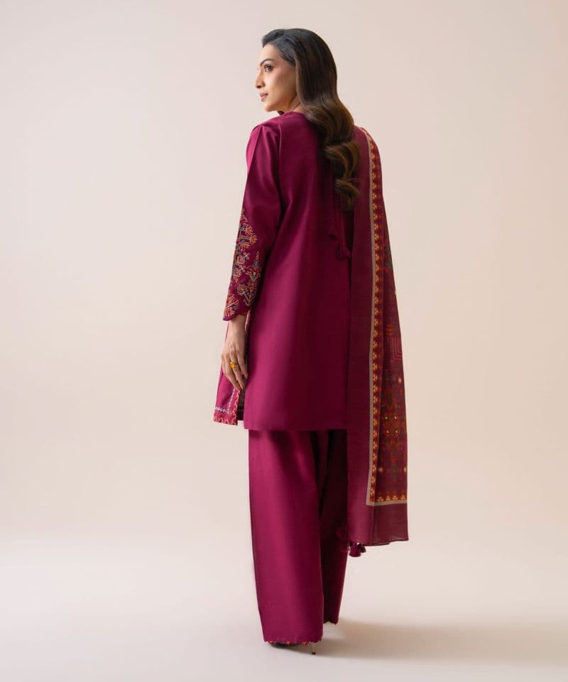 3 Piece - Embroidered Light Khaddar Suit