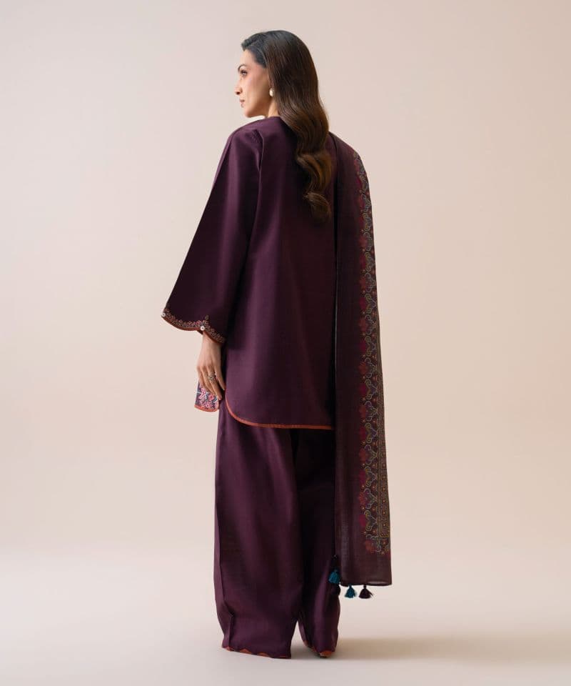 3 Piece - Embroidered Light Khaddar Suit