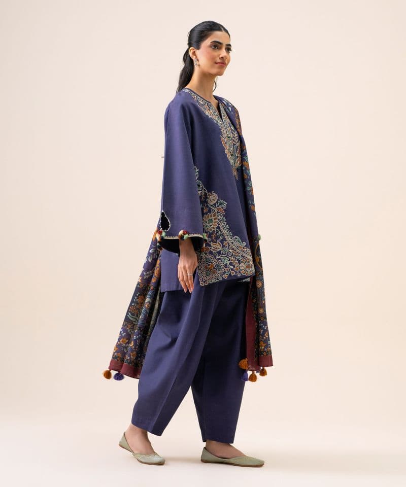 3 Piece - Embroidered Light Khaddar Suit