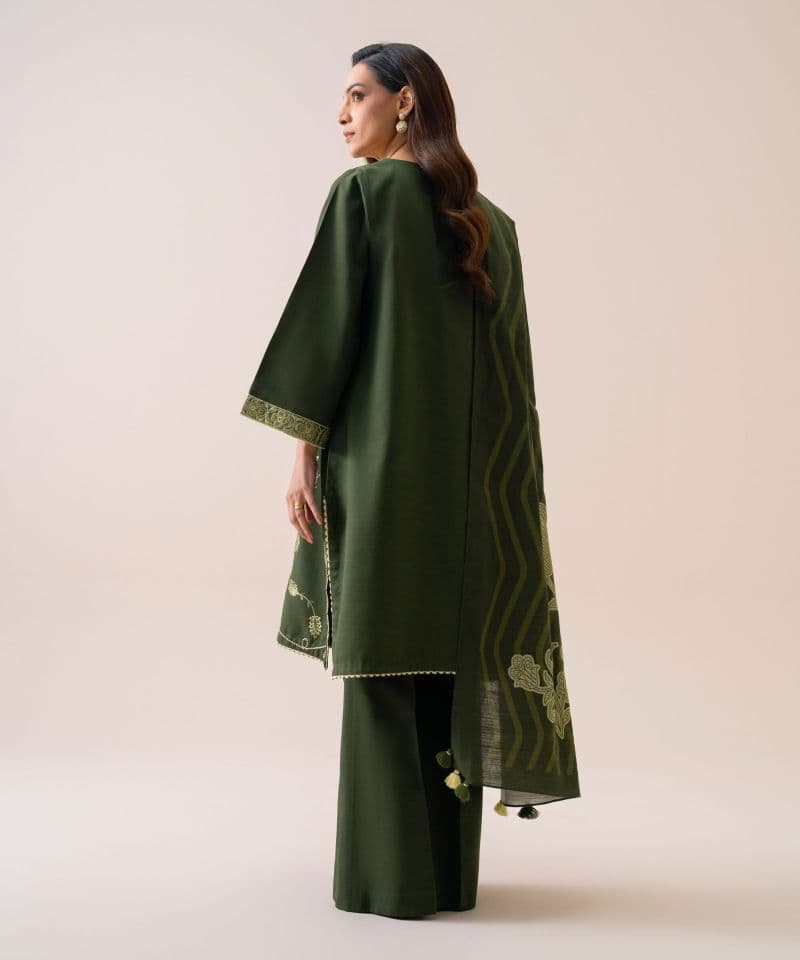 3 Piece - Embroidered Light Khaddar Suit
