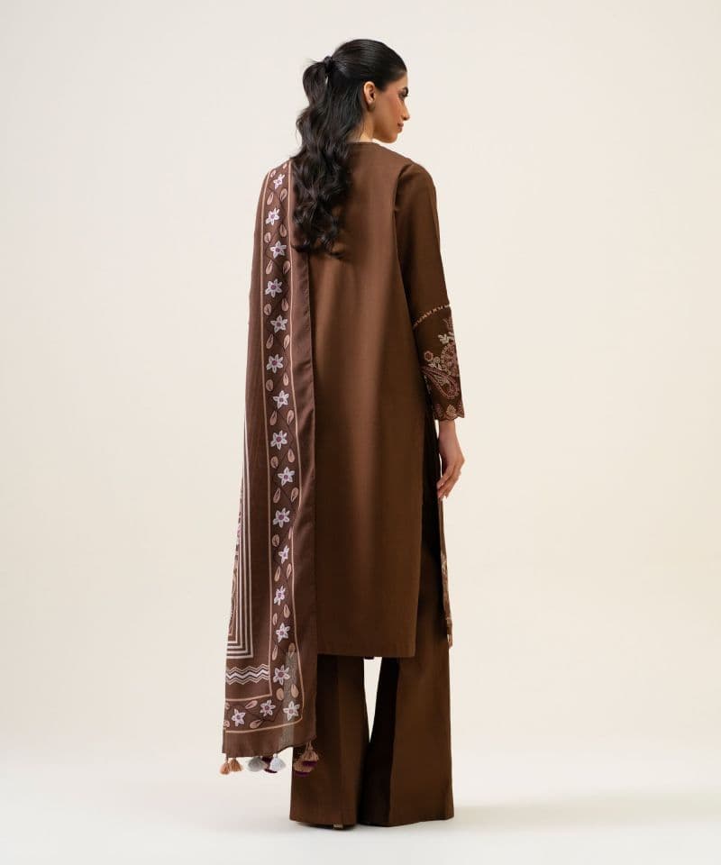3 Piece - Embroidered Cotton Twill Suit