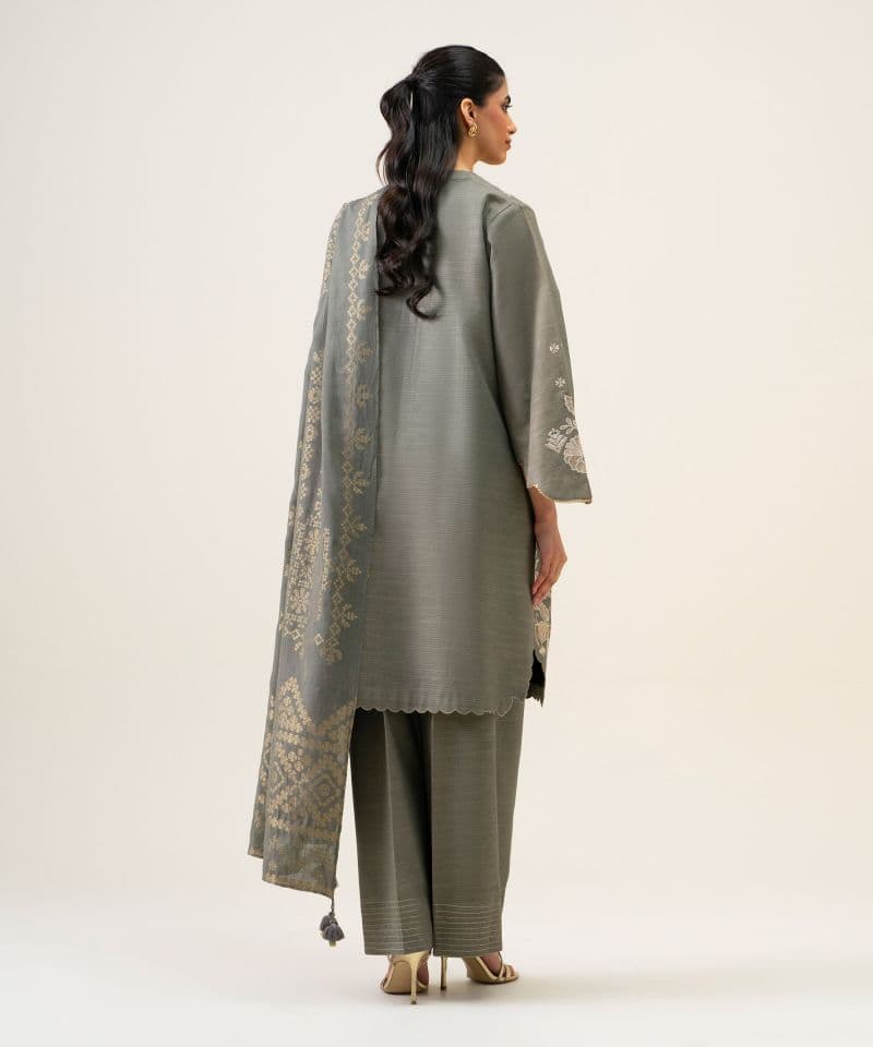 3 Piece - Embroidered Zari Khaddar Suit