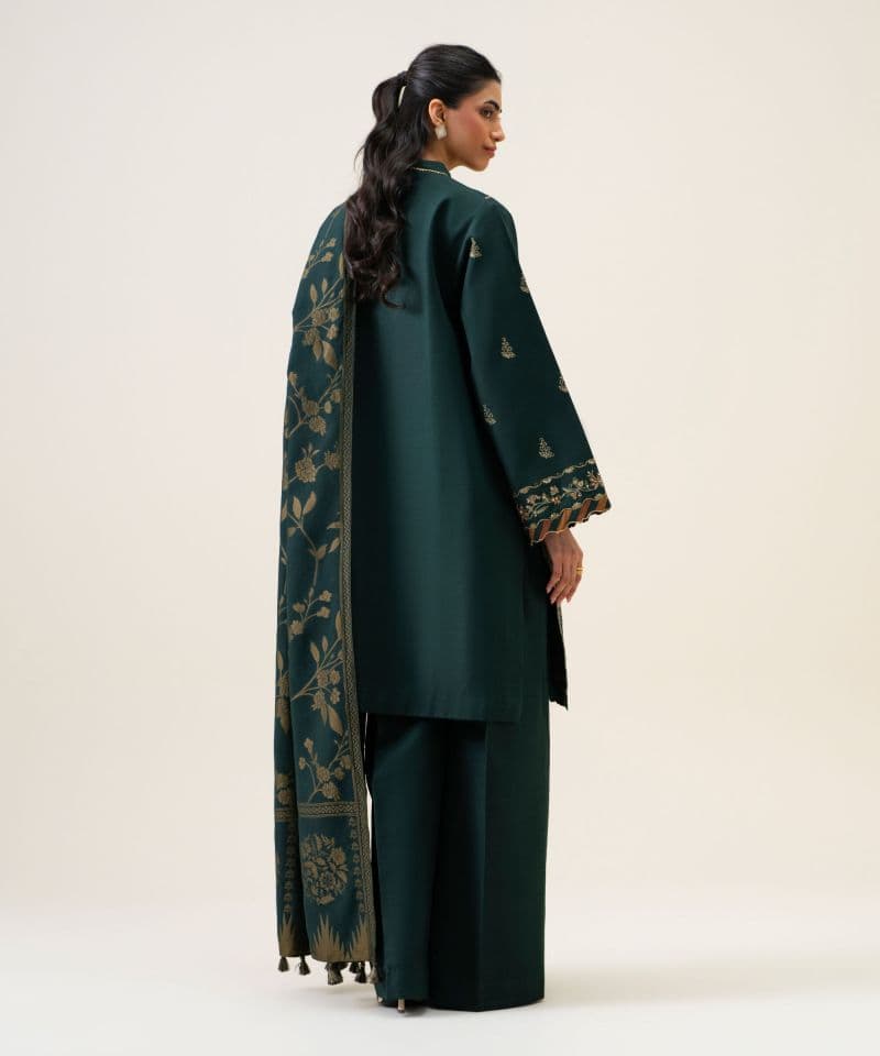 3 Piece - Embroidered Basic Khaddar Suit