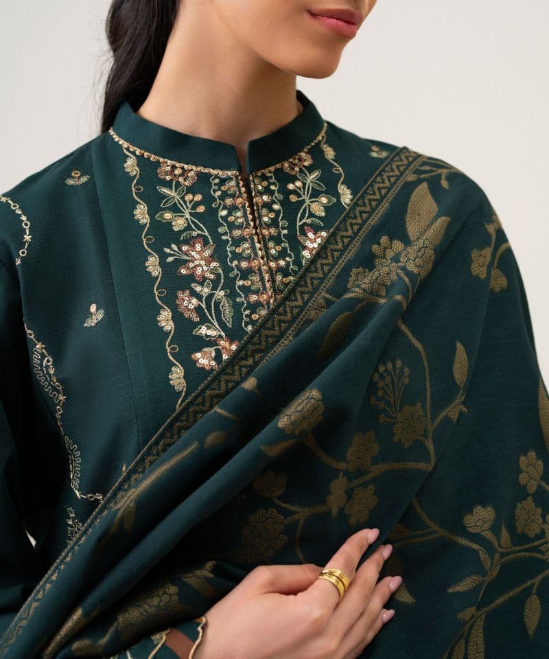 3 Piece - Embroidered Basic Khaddar Suit