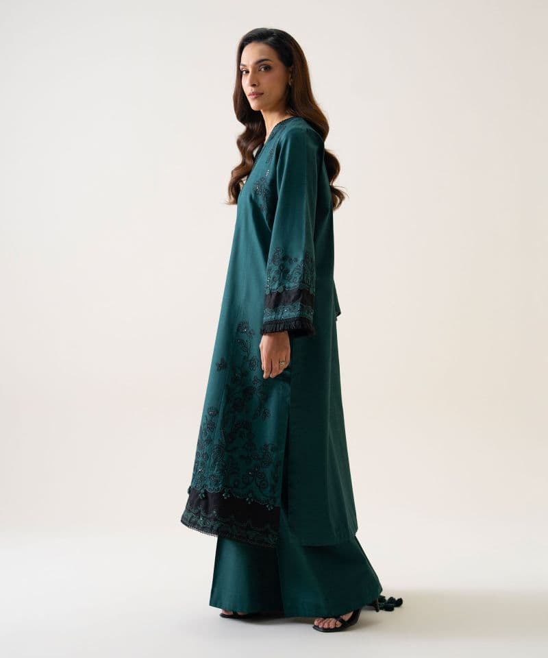 3 Piece - Embroidered Light Khaddar Suit