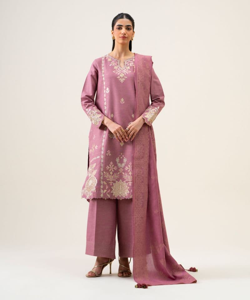 3 Piece - Embroidered Zari Khaddar Suit