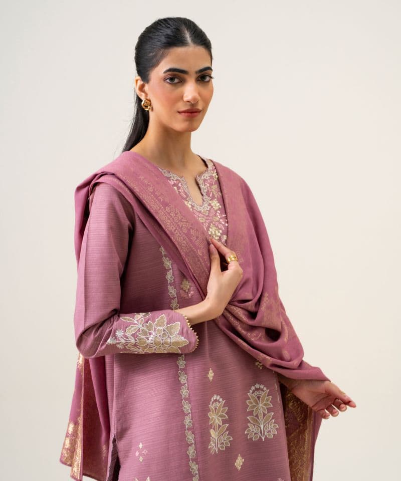 3 Piece - Embroidered Zari Khaddar Suit