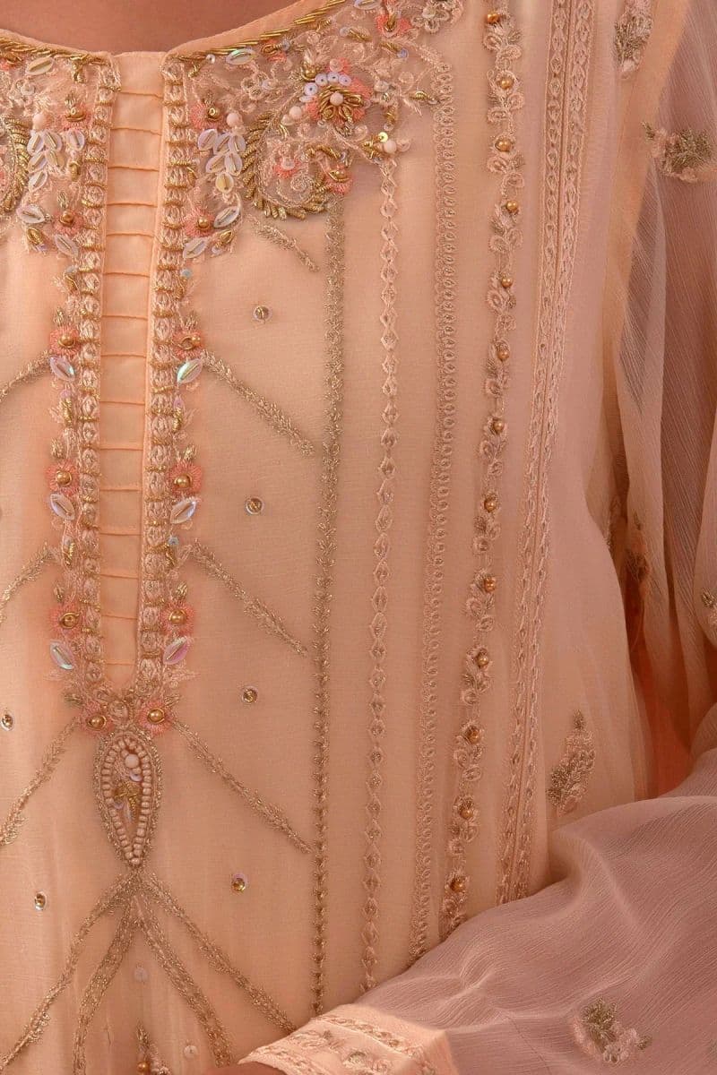 Chiffon Adda + Embroidered 3 Pc Suit thumbnail