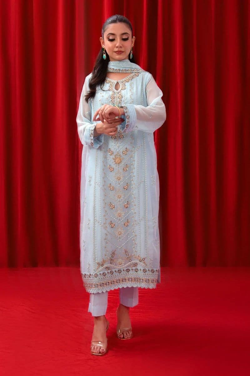 Chiffon Adda + Embroidered 3 Pc Suit thumbnail