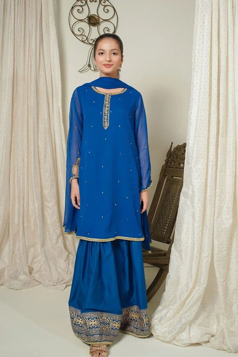 Chiffon Hand Adda Work 3 Pc Suit