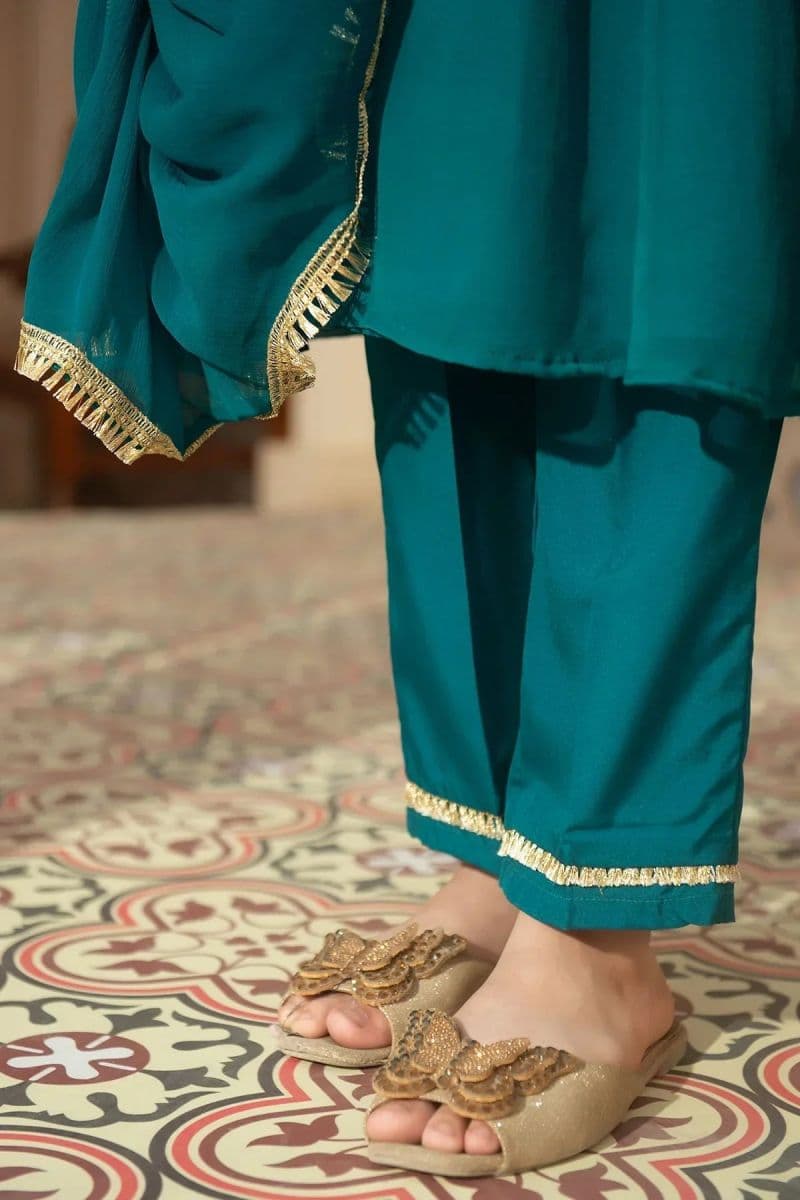 Chiffon Hand Adda Work 3 Pc Suit
