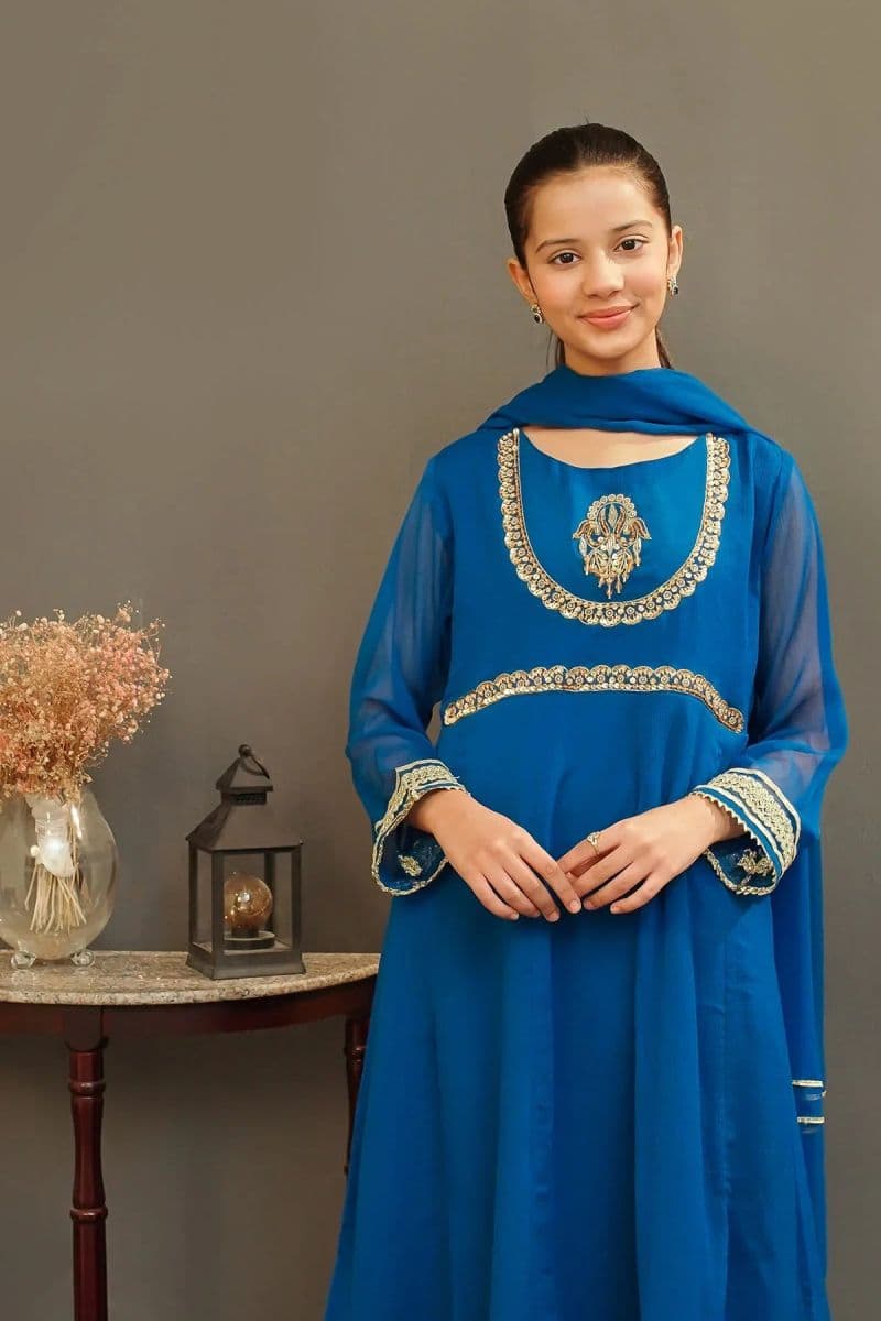 Chiffon Hand Adda Work 3 Pc Suit